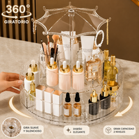ORGANIZADOR DE MAQUILLAJE Y PRODUCTOS COSMETICOS GIRATORIO DE 360° CON 2 NIVELES